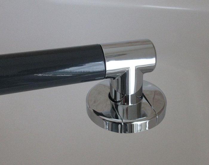 Stylish Colored Grab Bars with Stainless Steel Accents
